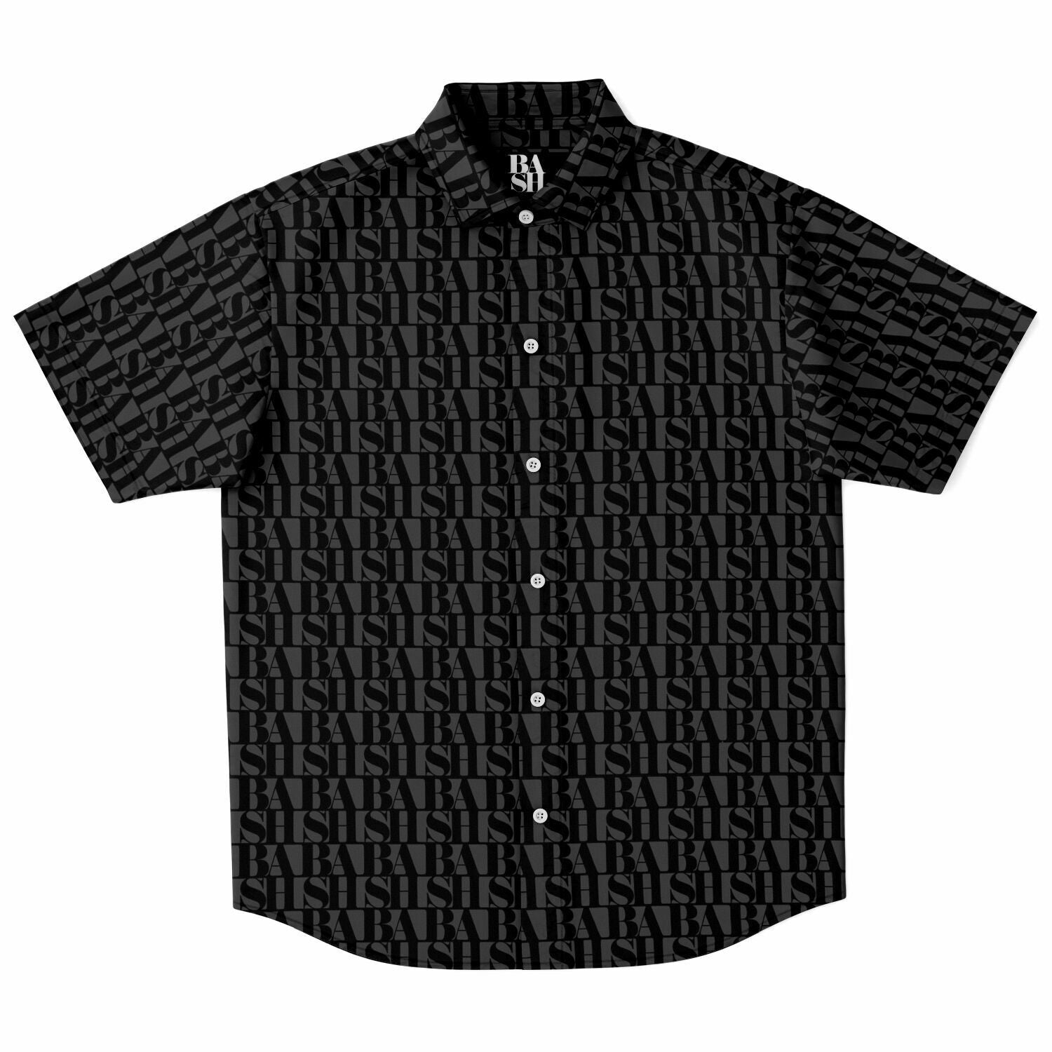 "BASH" Monogram Collar Button-Down NOIR