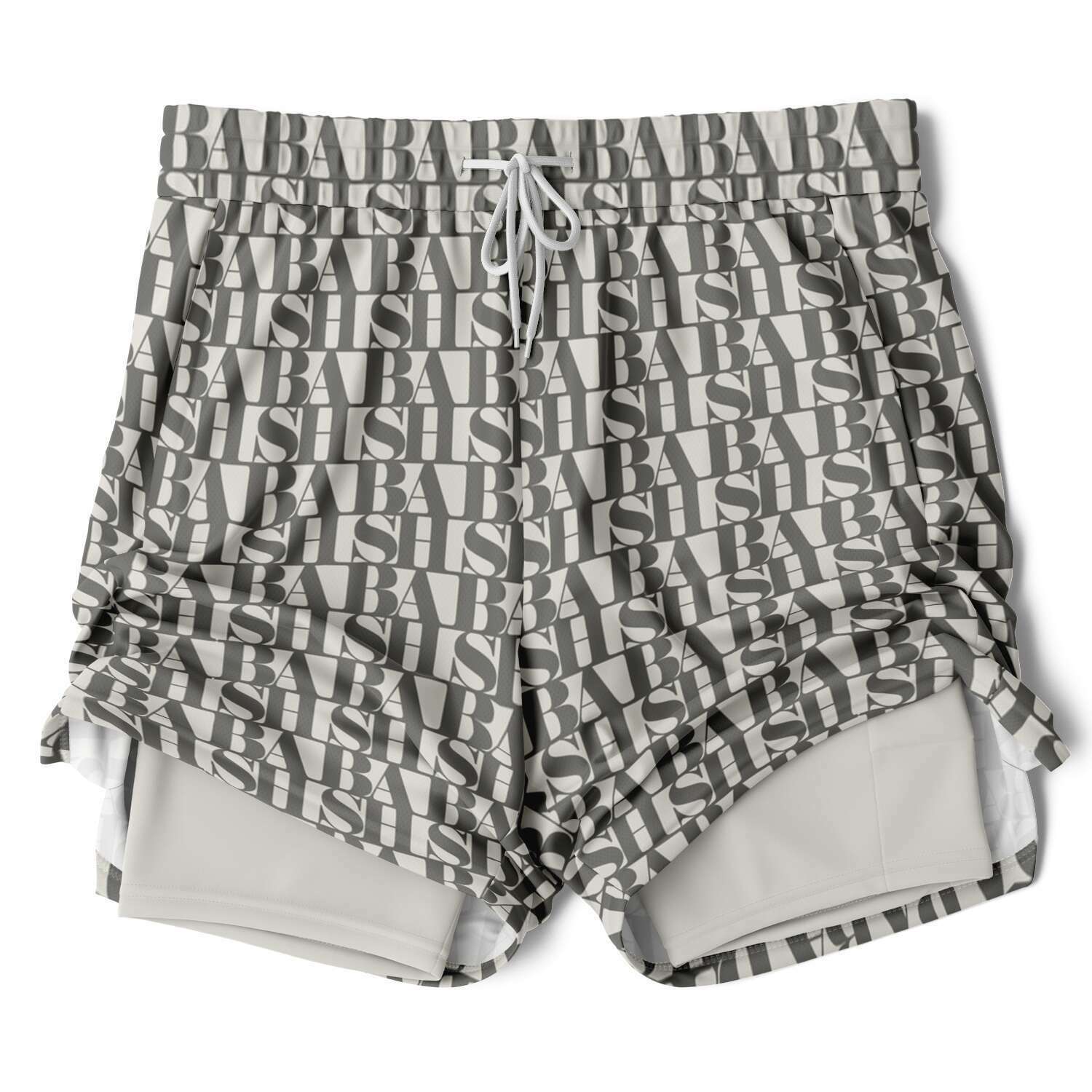 "BASH" Monogram 2-in-1 Athletic Shorts CRÈME