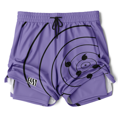 Sasuke Uchiha Rinnegan 2-in-1 Athletic Shorts
